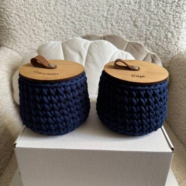 Boho crochet bathroom storage basket, bathroom basket, bathroom accessories, cotton pads jar, qtip holder, cotton pads, cotton buds