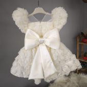 Handmade White Flower Girl Dress With Bow, Tutu Dress, Princess Dress, Tulle Dress, Gift for Toddler Girl, Summer Dress, Gift for Newborn