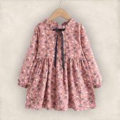 Girls Fall Dress, Long Sleeve Floral Dress, Baby Girl Cotton Dress, Birthday Outfit for girls