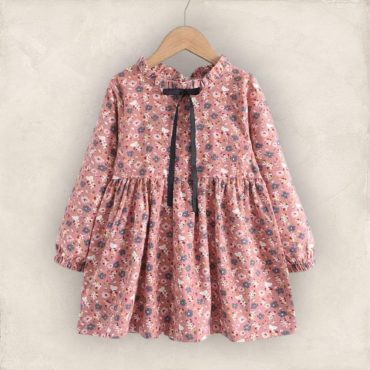 Girls Fall Dress, Long Sleeve Floral Dress, Baby Girl Cotton Dress, Birthday Outfit for girls