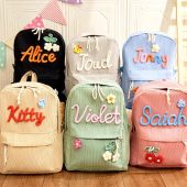 Custom Toddler Backpack, Hand-woven Braided Cotton Rope Name Kids Backpack, School Bag, Birthday Gift, Personalized Corduroy Backpack, Gifts