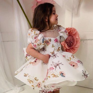 Dress With Butterflies for Birthday, Tutu Flower Girl Princess Look, Prom Pageant Toddler Special Occasion Dance Gown