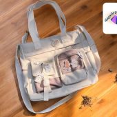 Nylon Shoulder Bag for Women | Lightweight Canvas Crossbody Tote | Solid Color School Satchel | Fashion Messenger Handbag