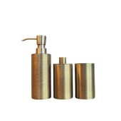 Solid Brass Bathroom Countertop Set | Antique Bronze Coated | Soap Dispenser 200ml, Cotton Ball Holder, Toothbrush Holder | Elegant Design
