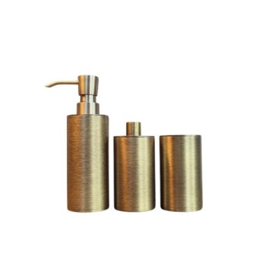 Solid Brass Bathroom Countertop Set | Antique Bronze Coated | Soap Dispenser 200ml, Cotton Ball Holder, Toothbrush Holder | Elegant Design