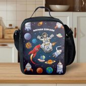 Explore The Universe As Astronaut Gift For Kid, Personalized Photo Kid Lunch Bag, Custom Kid Photo Universe Lunch Bag, Back To School Gift