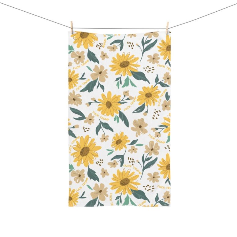 Sunflower Hand Towel, Subtle F*ck Trump Kitchen Towel, Anti Trump Tea Towel, Political Home Decor, Democrat Mom Gift For Gardener