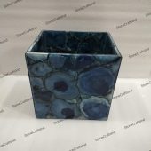Agate Garbage / Natural Blue Agate Dustbin For Kitchen & Bathroom / Gemstone Bath Accessories / Agate Trash Bin / Bathroom Vanity Decor