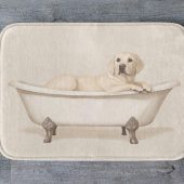 Labrador Dog Bath Mat, Cute Animal Bathroom Rug Funny Dog Lover Gift Soft Non-Slip Pet Decor, Cozy Yellow Lab Bathroom Accent Dog Shower Mat