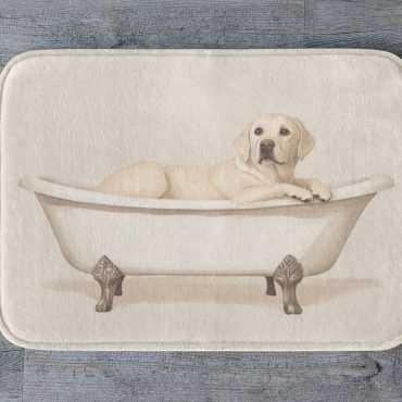 Labrador Dog Bath Mat, Cute Animal Bathroom Rug Funny Dog Lover Gift Soft Non-Slip Pet Decor, Cozy Yellow Lab Bathroom Accent Dog Shower Mat