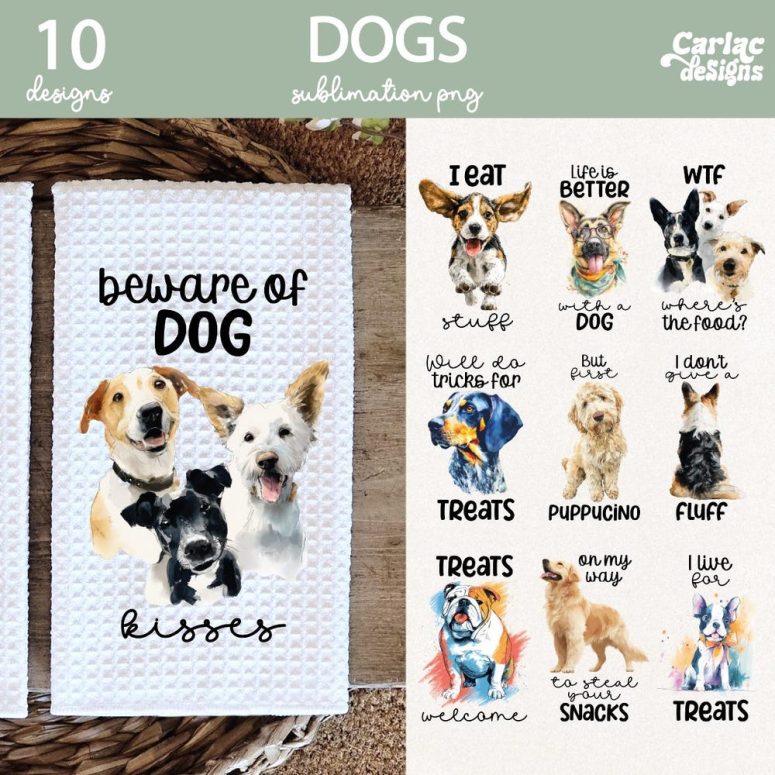 Kitchen Towel Sublimation Bundle, Dogs Kitchen Towel Sublimation PNG, Dog Lover Kitchen Towel Sublimation