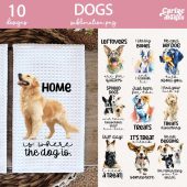 Kitchen Towel Sublimation Bundle, Dogs Kitchen Towel Sublimation PNG, Dog Lover Kitchen Towel Sublimation