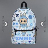 Personalized Name Backpack With Cute Monster | Girls Backpack | Custom Backpack | Girl Backpack | Back To School | Travel Bag | Blue Anime
