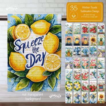 Summer Kitchen Towel Sublimation Bundle Floral Watermelon Flamingo Tea Towel PNG  Positive Quotes Farmhouse Digital Kitchen Decor