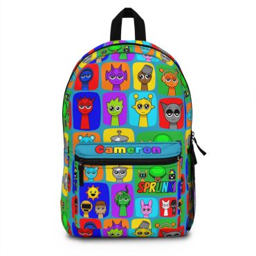 Vibrant Sprunki Backpack with Whimsical Characters, Fun School Bag, Colorful Kids' Gift, Cute Travel Backpack, Unique Cartoon Backpack