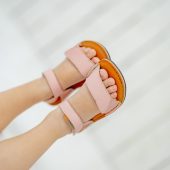 Kids' Barefoot Sandals – Leather Summer Shoes with Closed Toe, Adjustable Straps, Flexible Sole and Wide Fit for All Occasions (pink)