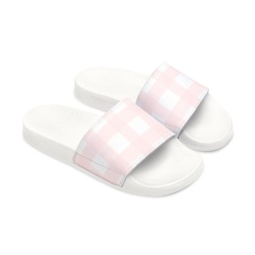 Youth Gingham Print Sandals, Summer Footwear, Kids' Slide Sandals, Beach Shoes, Girls' Fashion Sandals
