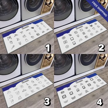 Funny Laundry Mat,21 Icons Laundry Rug,Bathroom Decor,Washable Rug,Laundry Room Mat,Laundry Room Rug,Laundry Rug,Non Slip Rug