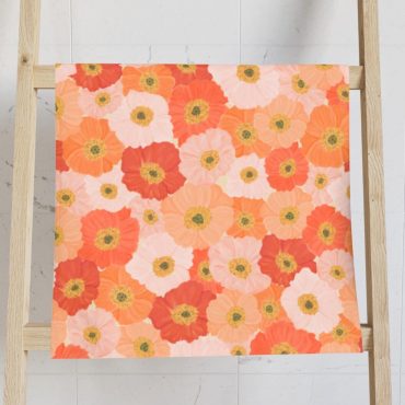 Floral Hand Towel, Flower Bathroom Towels, Summer hand towels, Colorful Flower hand towels, pink red poppies Towel, Floral bathroom decor