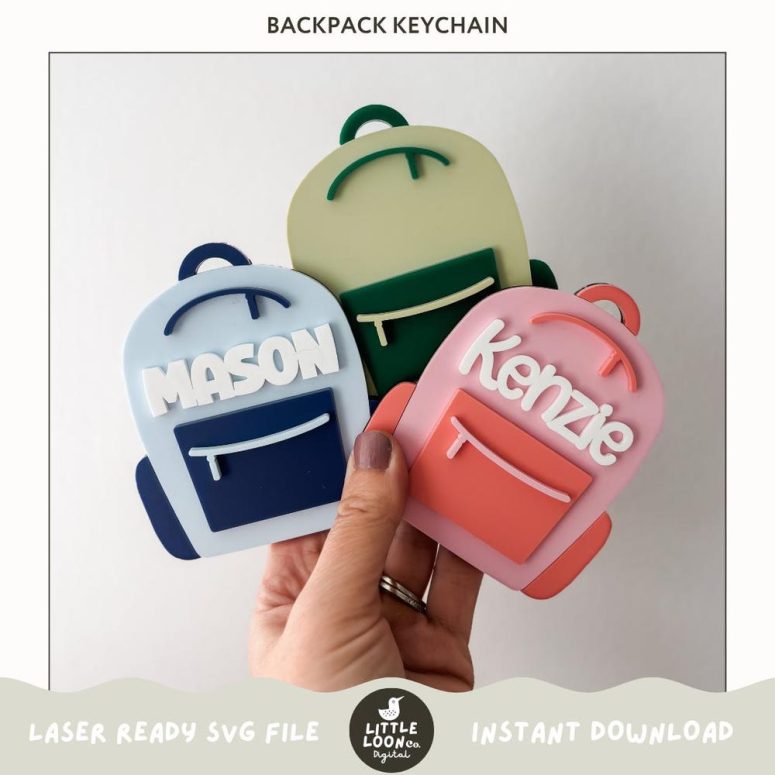 SVG Backpack Tag | Custom Name Tag | Bookbag Keychain | Kids Bag Tag | Back to School | Name Keychain | Kids Luggage Tag | Laser Cut File