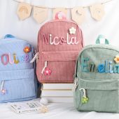 Personalized Kids Backpack, School Bag with Name, Back to School Gift, Corduroy Backpack, Book Bag for Ages, Gift for Girls Boys, Kids Bag