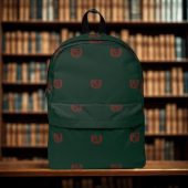 Dark Green Crest Backpack | Preppy School Bag for Teens | Back to School Backpack | Bookbag with Red Monogram Logo