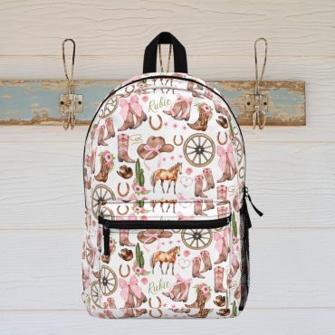 Cowgirl Backpack Back to School Book Bag Pink Western Back to School Gift Summer Camp Backpack Personalized Cowgirl Book Bag