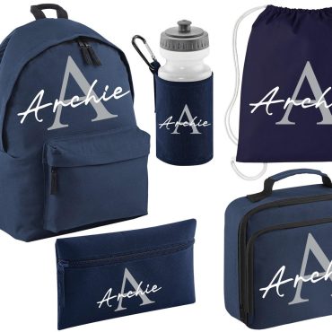 Personalised Backpack Kids, Lunch Bag Water Bottle and Pencil Case PE Bag School Bag Back To School bag set, Custom Boys Girls Initial Name