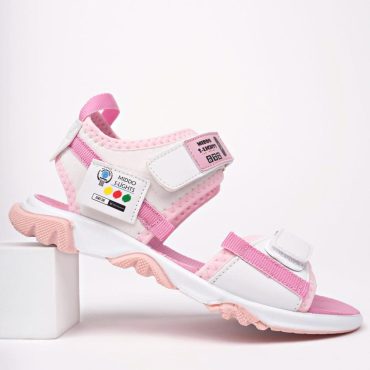 Light-Up Pink Girls' Sandals – Soft Sole Summer Shoes | Breathable First Walker Shoes | Velcro Sandals for Kids