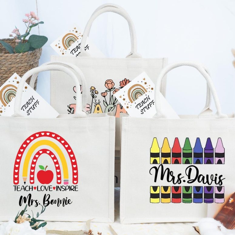Personalized Teacher Tote Bag,Back to School Teacher Gift,Teacher Appreciation Tote,First Day of School Bag,Thank You Teacher Gift