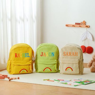 Personalized Kids Backpack, Rainbow Embroidered School Bag, Child Overnight Bag, Elementary Bookbag, Back to School Gift,First Day of School