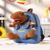Personalized Kids Name Backpack, Dinosaur Plush Toy Backpack, Children School Bag, Toddler Nursery Backpacks, Back to School Gift for Boys