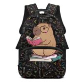 Cute Capibara Backpack,Adorable Math&Science Print Kids Girls Boys School Bags-Loving Animal Design Perfect for Students/Capybara Fans
