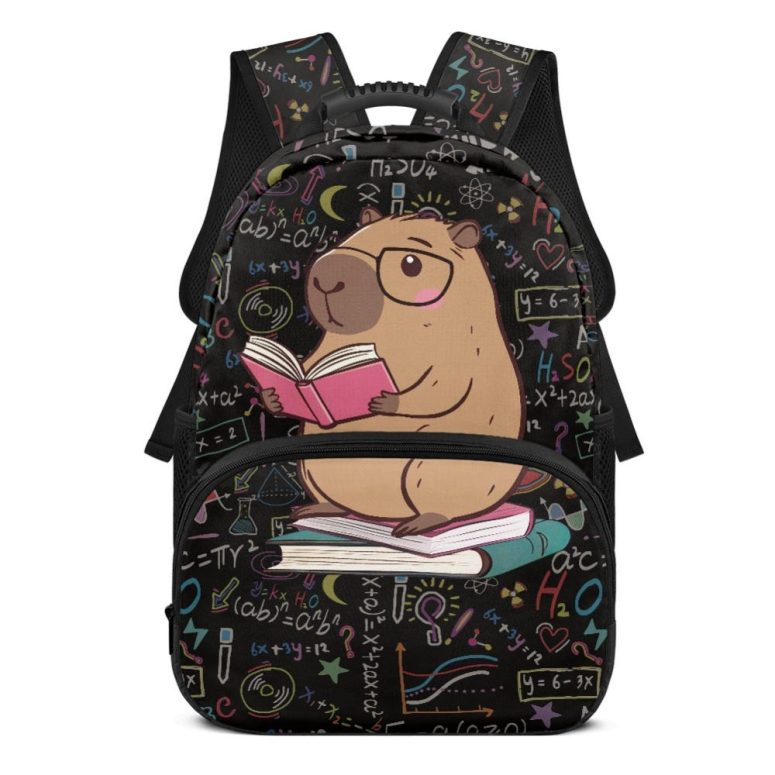 Cute Capibara Backpack,Adorable Math&Science Print Kids Girls Boys School Bags-Loving Animal Design Perfect for Students/Capybara Fans