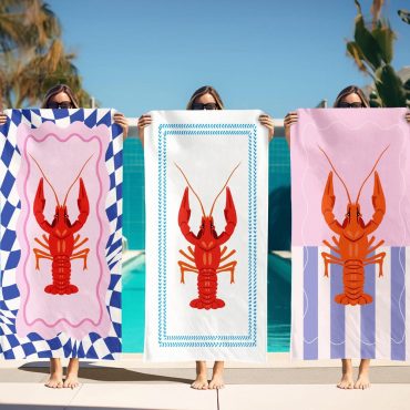Lobster Beach Towel Mediterranean Pool European Summer Europecore Coastal Aesthetic Gift For Foodie Euro Summer Gift Nautical Lakehouse