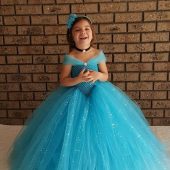 Blue Sparkle Cinderella inspired Tulle dress - Blue Princess Full length Tutu Dress -Little Girl’s Blue Princess Dress