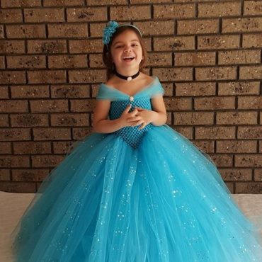 Blue Sparkle Cinderella inspired Tulle dress - Blue Princess Full length Tutu Dress -Little Girl’s Blue Princess Dress