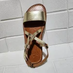 Women’s Gold Crisscross Moroccan Leather Sandals