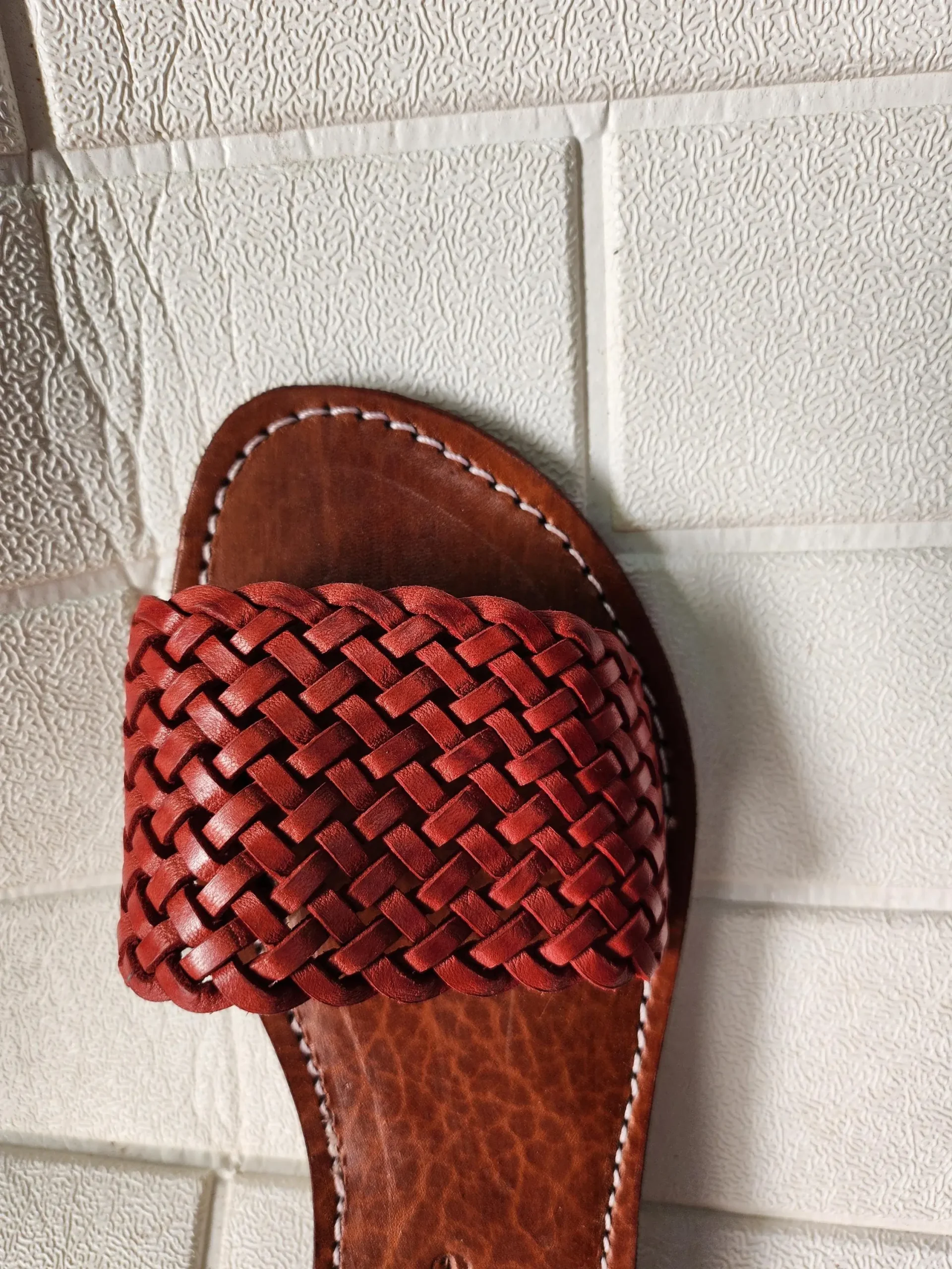 Women’s Terracotta Braided Moroccan Leather Slides