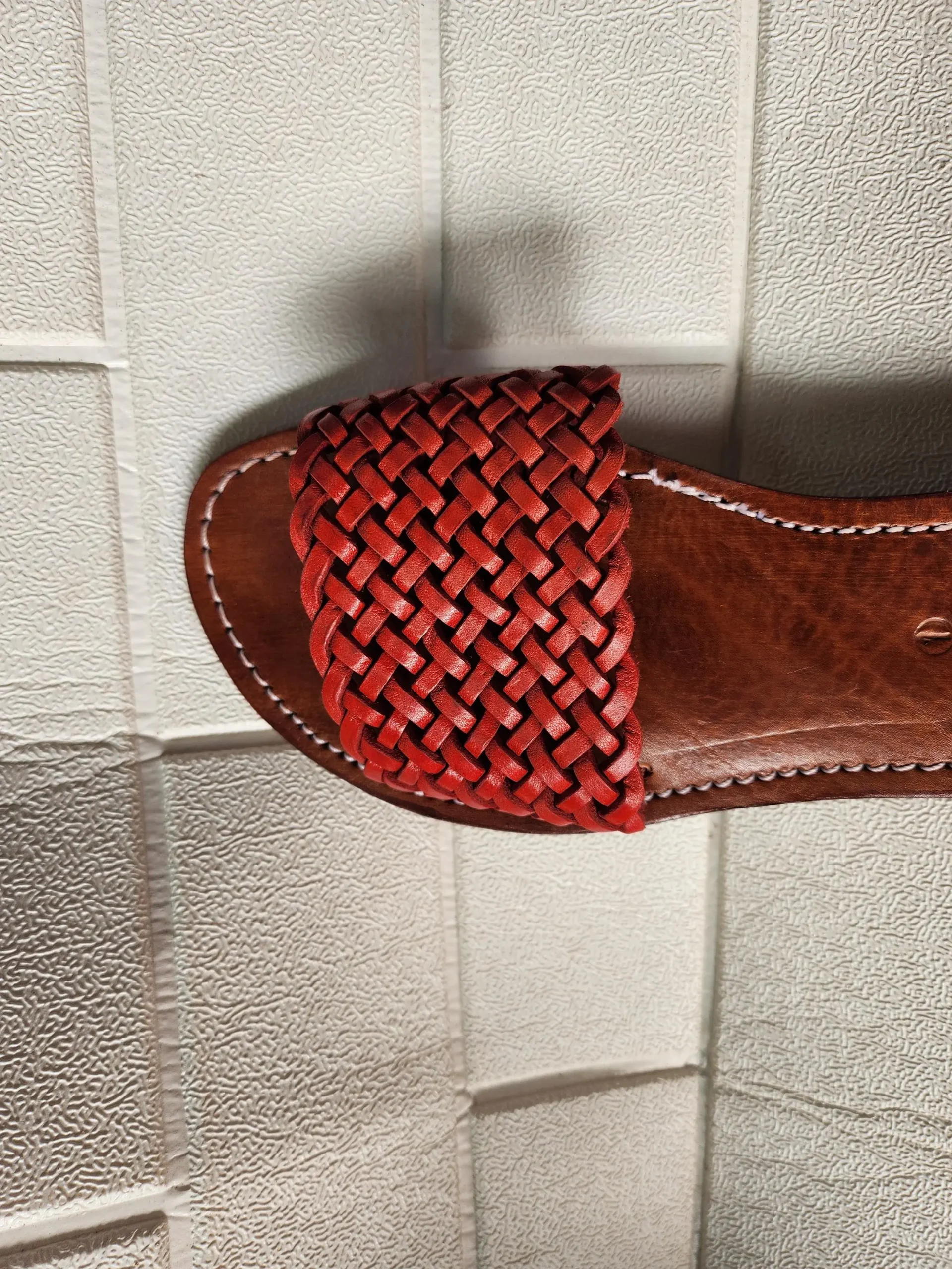 Women’s Terracotta Braided Moroccan Leather Slides