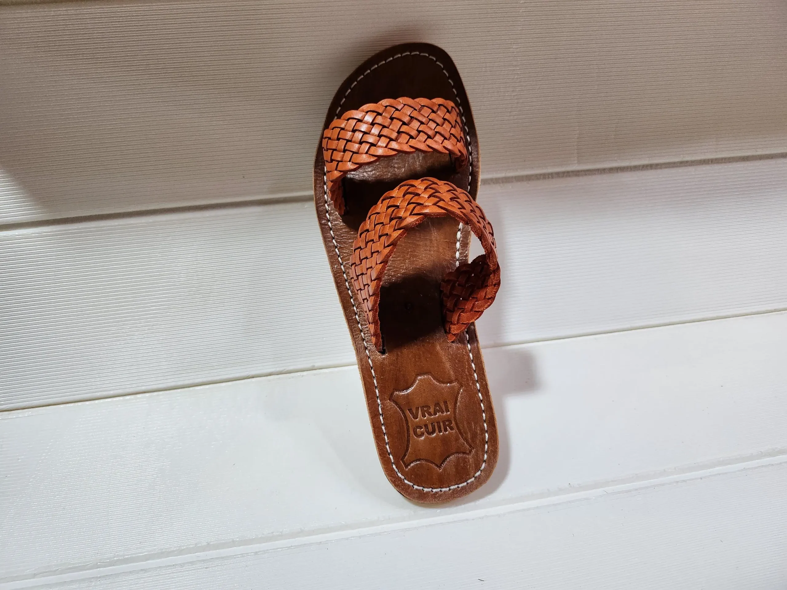 Women’s Woven Double Strap Moroccan Leather Slides