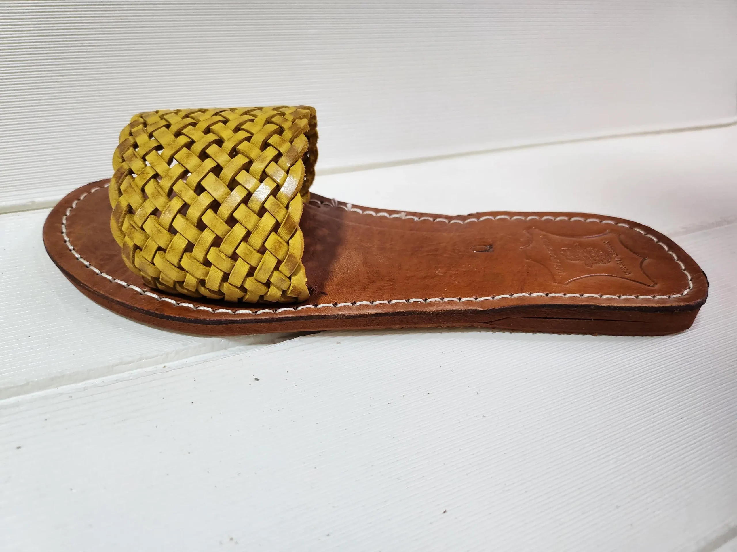 Women’s Yellow Woven Moroccan Leather Flats
