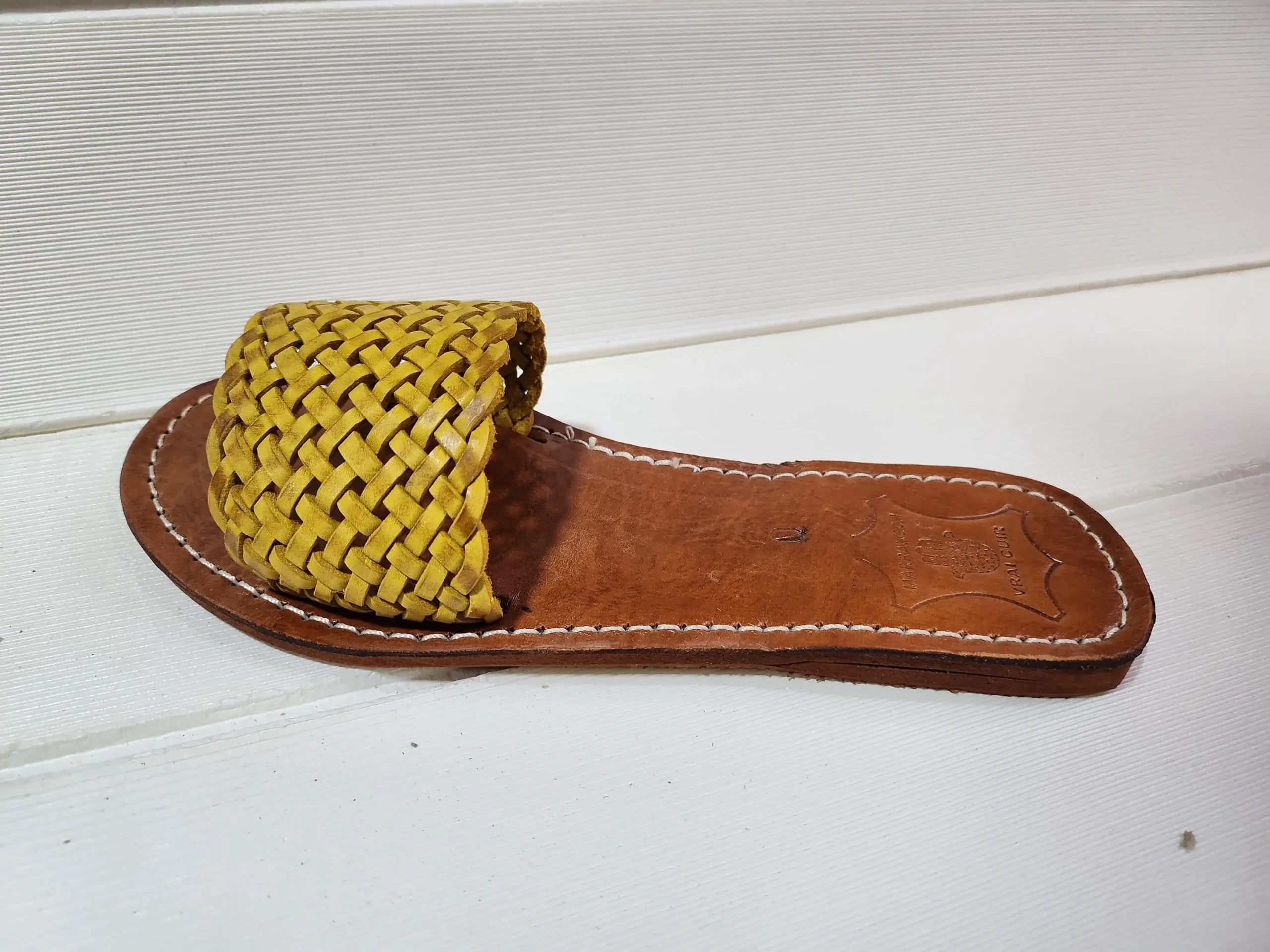 Women’s Yellow Woven Moroccan Leather Flats