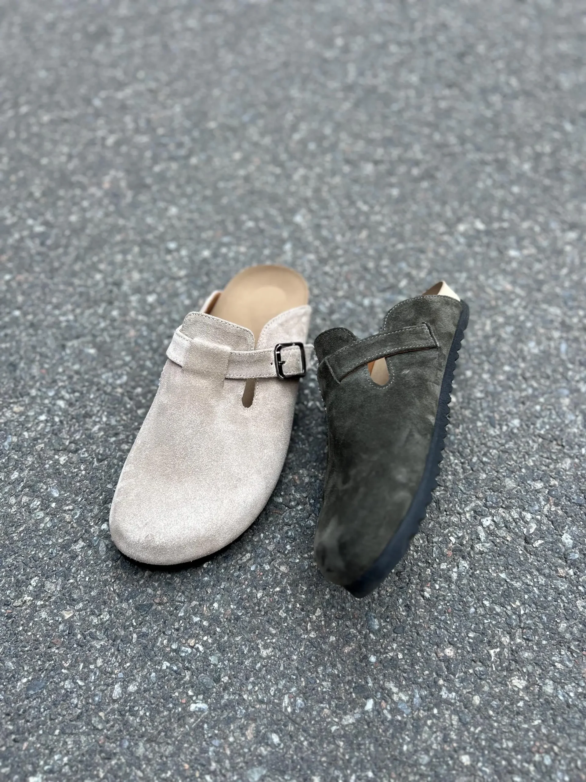 Moss Green Suede Mules: Women's Summer Sandals