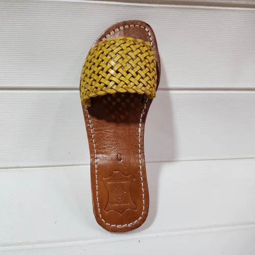 Women’s Yellow Woven Moroccan Leather Flats